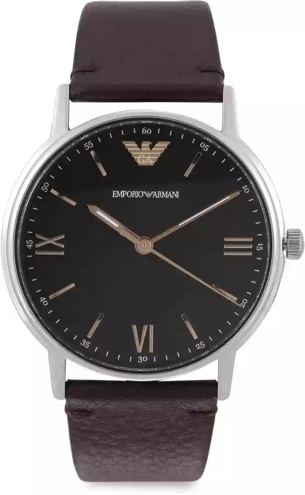  Shop Authentic Emporio Armani Kappa Quartz Black Dial Brown Leather Strap Watch For Men - AR11153 - Luxxuri