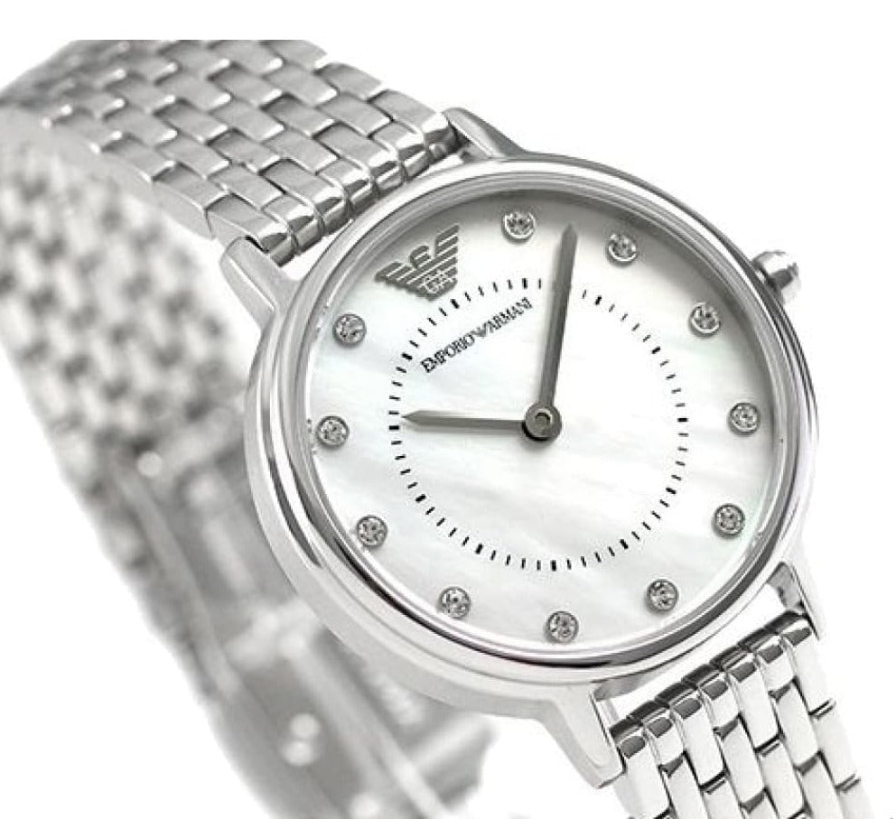  Shop Authentic Emporio Armani Kappa Mother of Pearl Dial Silver Mesh Bracelet Watch For Women - AR2511 - Luxxuri