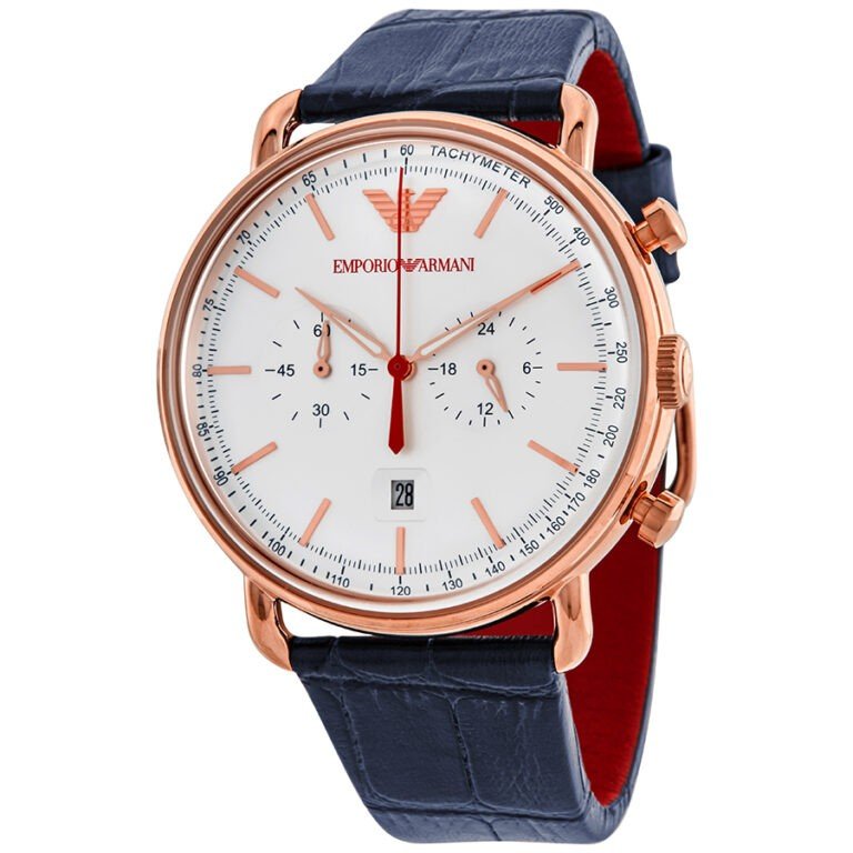  Shop Authentic Emporio Armani Aviator Silver Dial Blue Leather Strap Watch For Men - AR11123 - Luxxuri