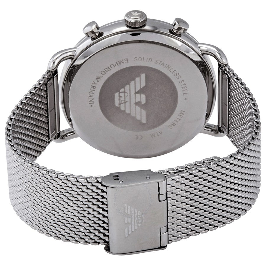  Shop Authentic Emporio Armani Chronograph Black Dial Silver Mesh Bracelet Watch For Men - AR11104 - Luxxuri