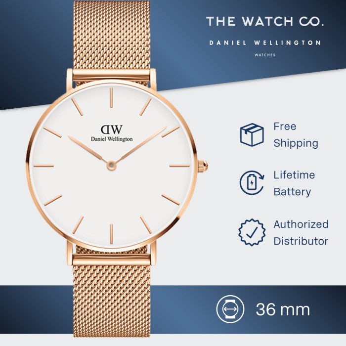  Shop Authentic Daniel Wellington Petite Melrose White Dial Rose Gold Mesh Strap Watch For Women - DW00100305 - Luxxuri