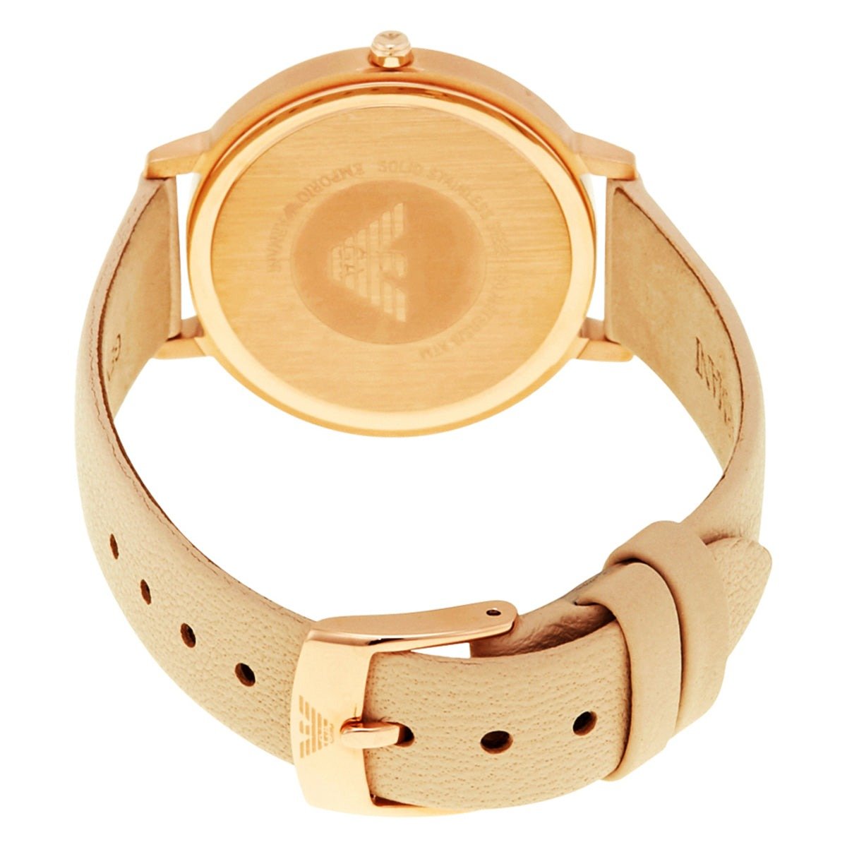  Shop Authentic Emporio Armani Kappa Rose Gold & White Dial Beige Nude Leather Strap Watch For Women - AR2510 - Luxxuri