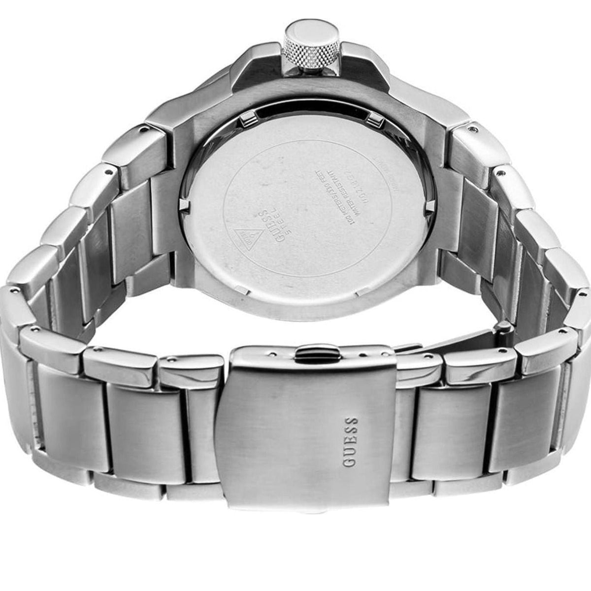 Guess Rigor Quartz Black Dial Silver Steel Strap Watch For Men - W0218G2