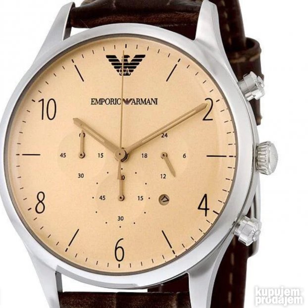  Shop Authentic Emporio Armani Classic Chronograph Cream Dial Brown Leather Strap Watch For Men - AR1878 - Luxxuri