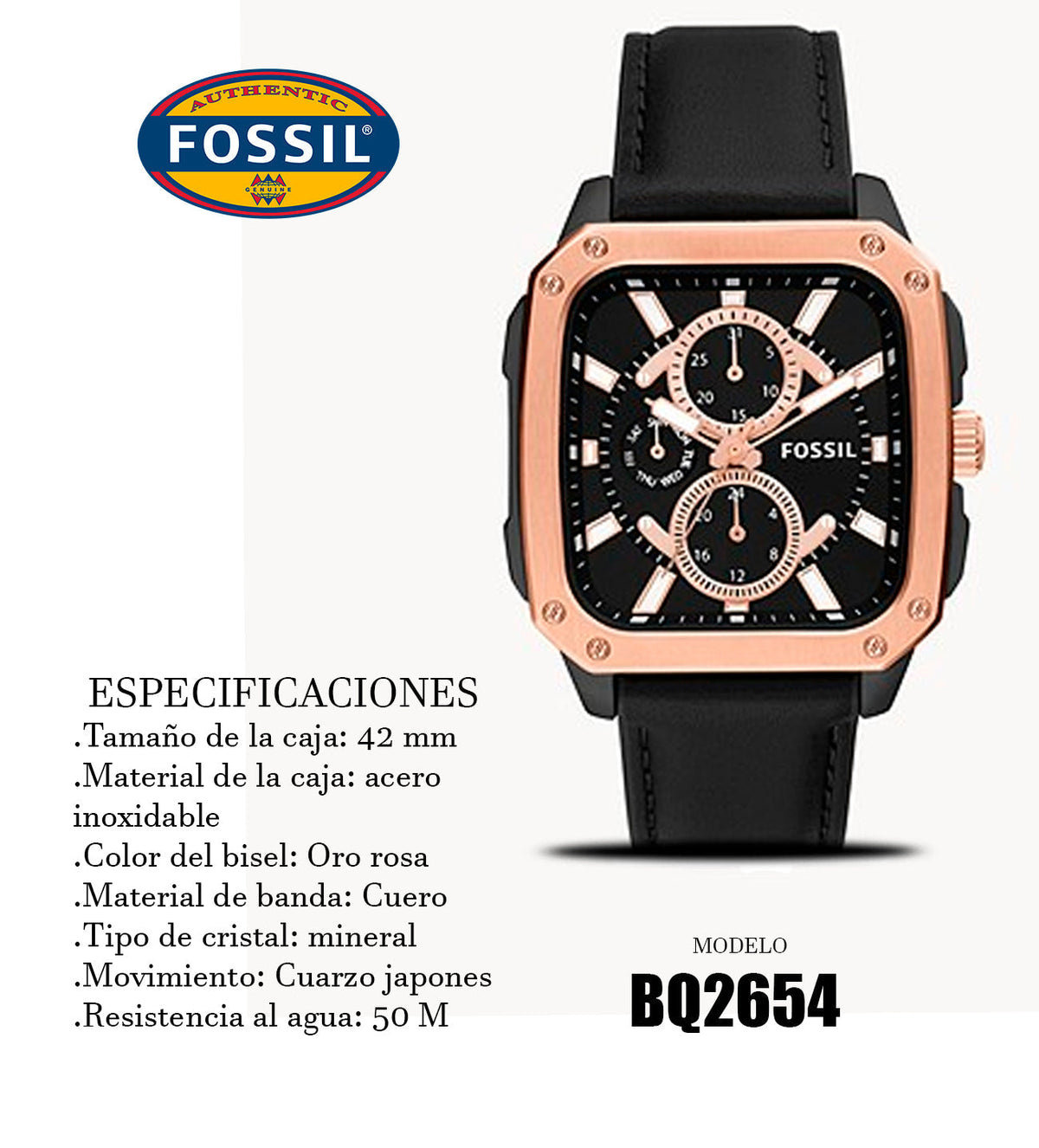  Shop Authentic Fossil Multifunction Black Dial Black Leather Strap Watch for Men - BQ2654 - Luxxuri