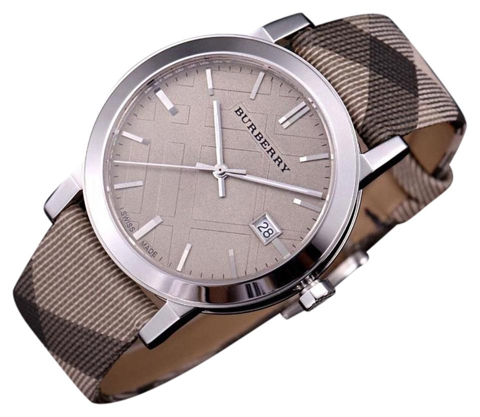  Shop Authentic Burberry The City Beige Dial Chequered Brown Leather Strap Watch for Women - BU9029 - Luxxuri