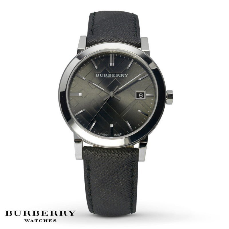  Shop Authentic Burberry The City Grey Dial Black Leather Strap Watch for Men - BU9030 - Luxxuri
