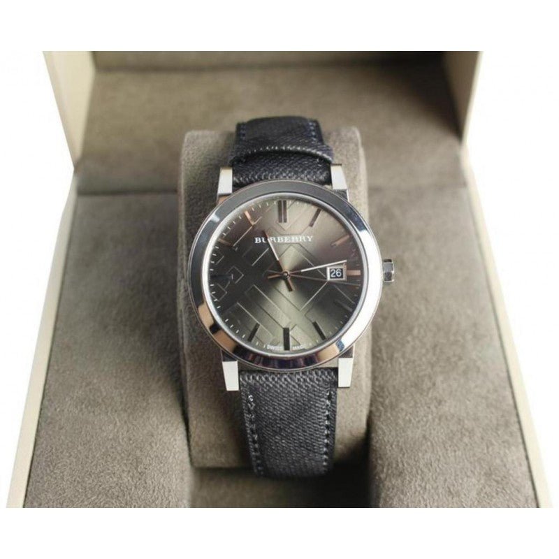  Shop Authentic Burberry The City Grey Dial Black Leather Strap Watch for Men - BU9030 - Luxxuri