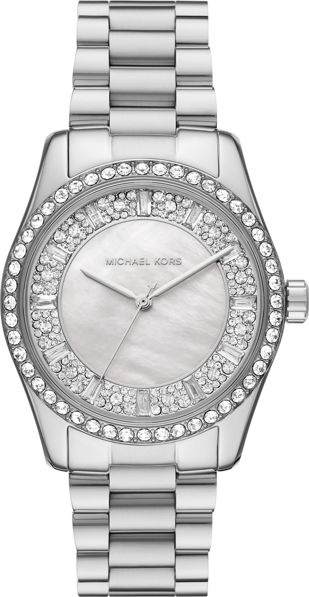  Shop Authentic Michael Kors Lexington Lux Three Hand Mother of Pearl Silver Dial Silver Steel Strap Watch for Women - MK7445 - Luxxuri