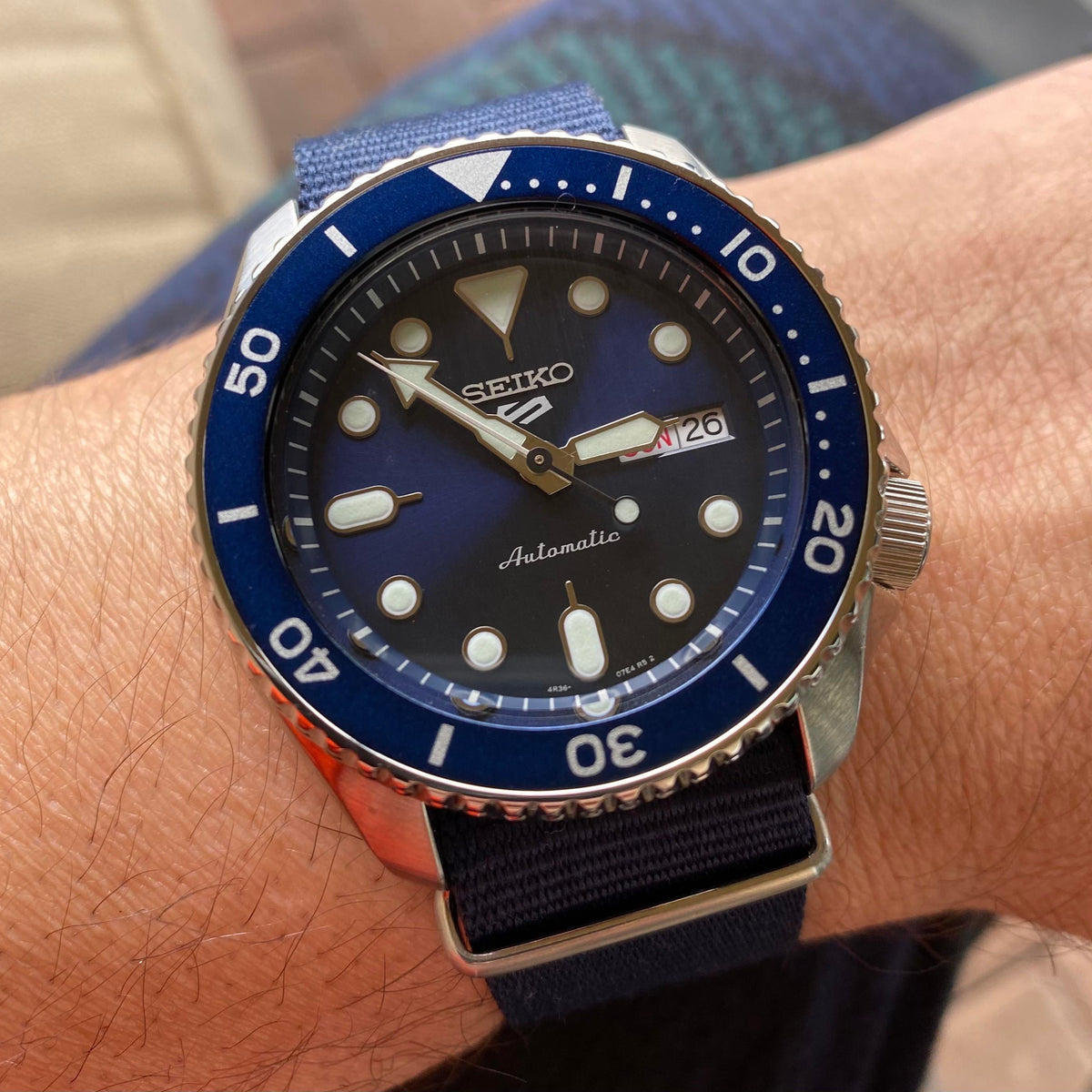 Seiko 5 Sports Automatic SKX Blue Dial Blue NATO Strap Watch For Men - SRPD51K2