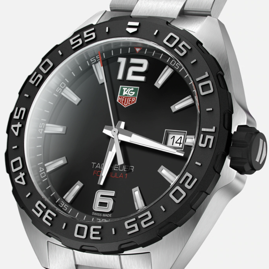  Shop Authentic Tag Heuer Formula 1 Quartz Black Dial Silver Steel Strap Watch for Men - WAZ1110.BA0875 - Luxxuri
