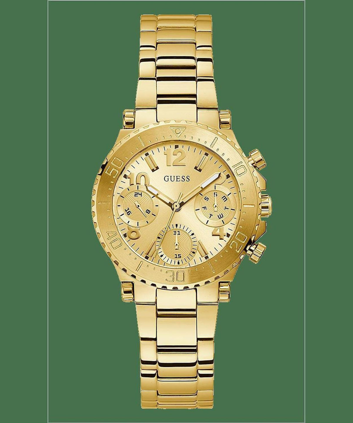  Shop Authentic Guess Cosmic Chronograph Gold Dial Gold Steel Strap Watch for Women - GW0465L1 - Luxxuri