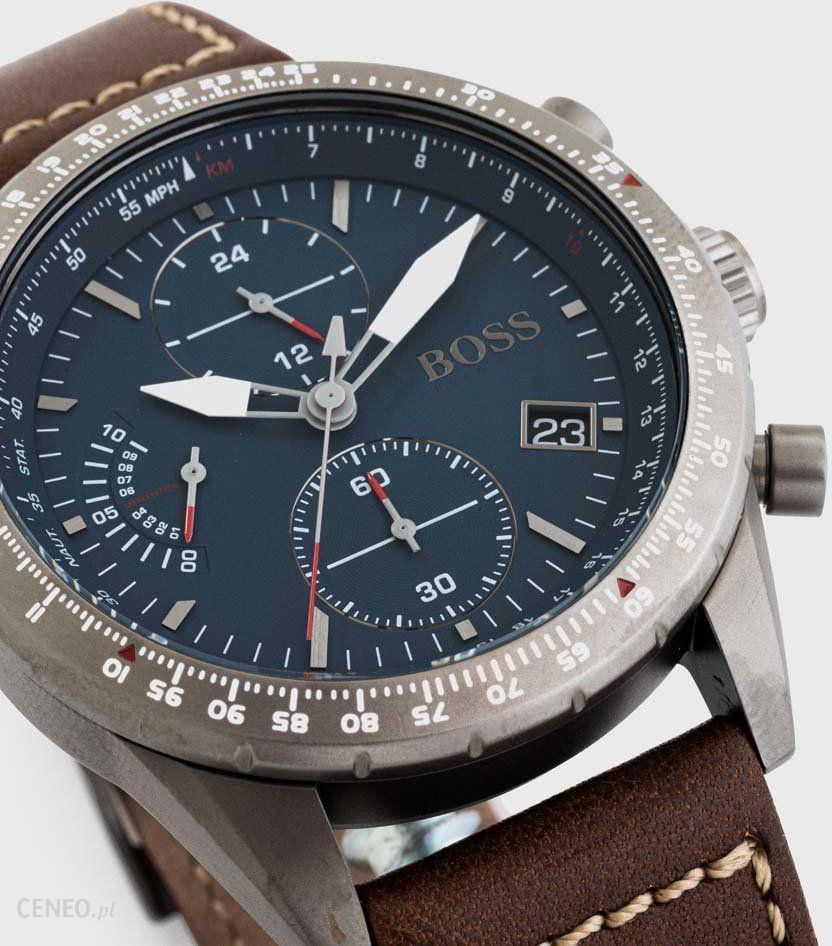 Hugo Boss Pilot Edition Chronograph Blue Dial Brown Leather Strap Watch for Men - 1513852