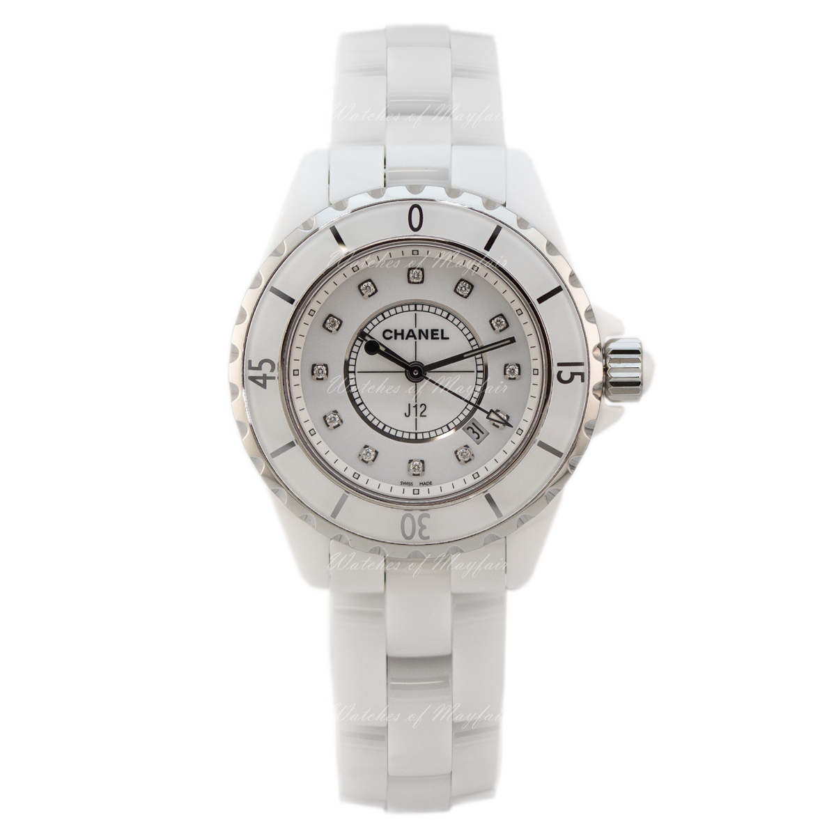  Shop Authentic Chanel J12 Diamonds Ceramic White Dial White Steel Strap Watch for Women - J12 H1628 - Luxxuri