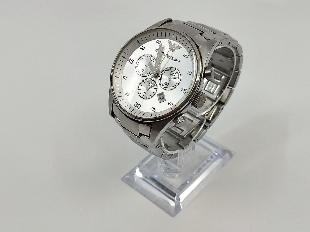  Shop Authentic Emporio Armani Sportivo Chronograph Silver Dial Silver Steel Strap Watch For Men - AR5963 - Luxxuri