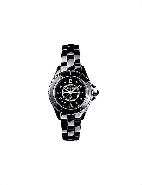  Shop Authentic Chanel J12 Diamonds Black Dial Black Steel Strap Watch for Women - J12 H2569 - Luxxuri