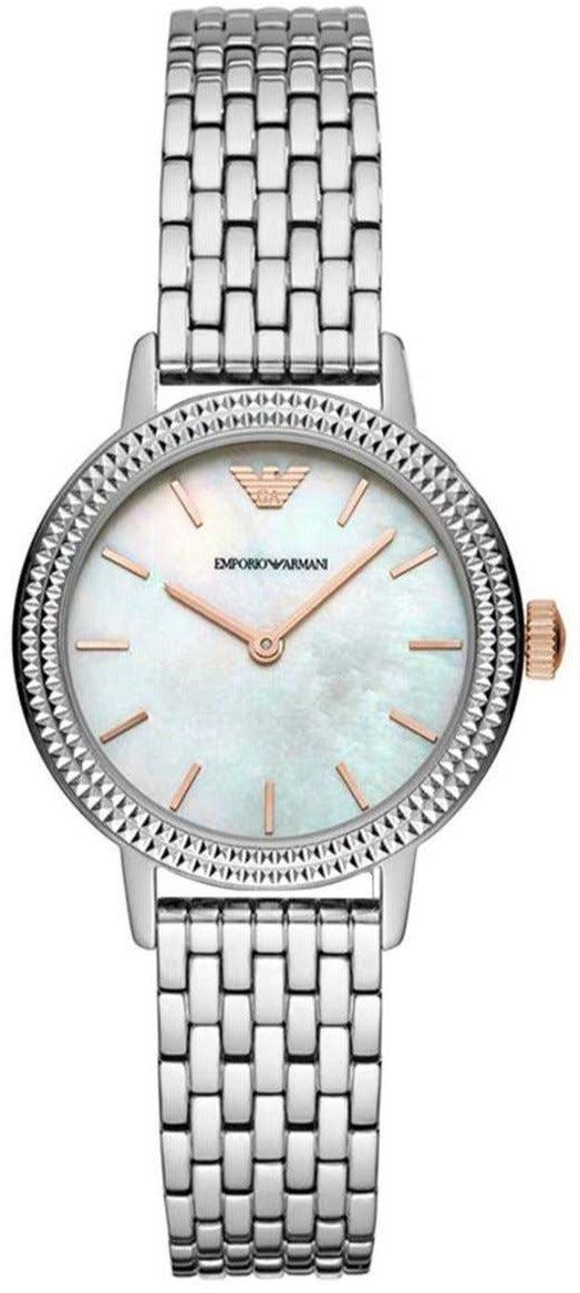 Emporio Armani Interchangeable Mother of Pearl Dial Silver Steel Strap Watch For Women - AR80020