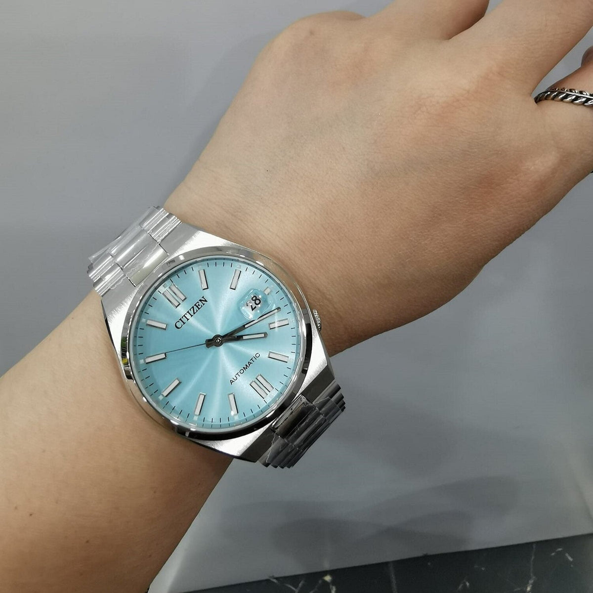 Citizen Tsuyosa Automatic Turquoise Dial Silver Steel Strap Watch For Men - NJ0151-88M