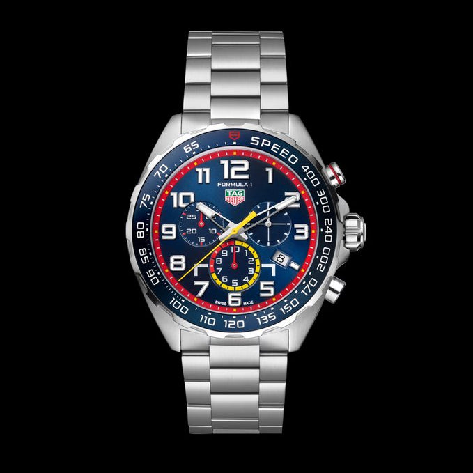  Shop Authentic Tag Heuer Formula 1 x Red Bull Racing Chronograph Blue Dial Silver Steel Strap Watch for Men - CAZ101AL.BA0842 - Luxxuri