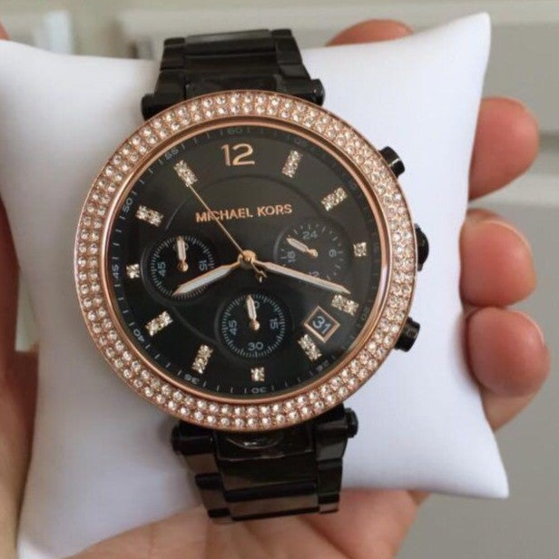  Shop Authentic Michael Kors Parker Diamonds Black Dial Black Steel Strap Watch for Women - MK5885 - Luxxuri