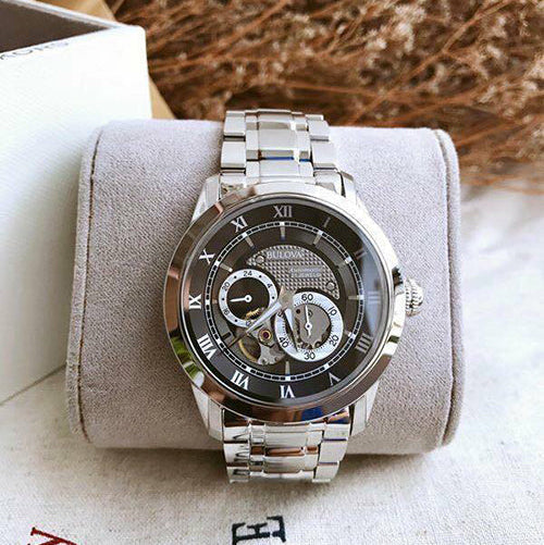  Shop Authentic Bulova BVA Dual Aperture Black Dial Silver Steel Strap Watch for Men - 96A119 - Luxxuri