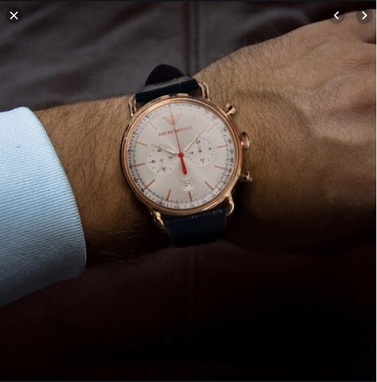  Shop Authentic Emporio Armani Aviator Silver Dial Blue Leather Strap Watch For Men - AR11123 - Luxxuri