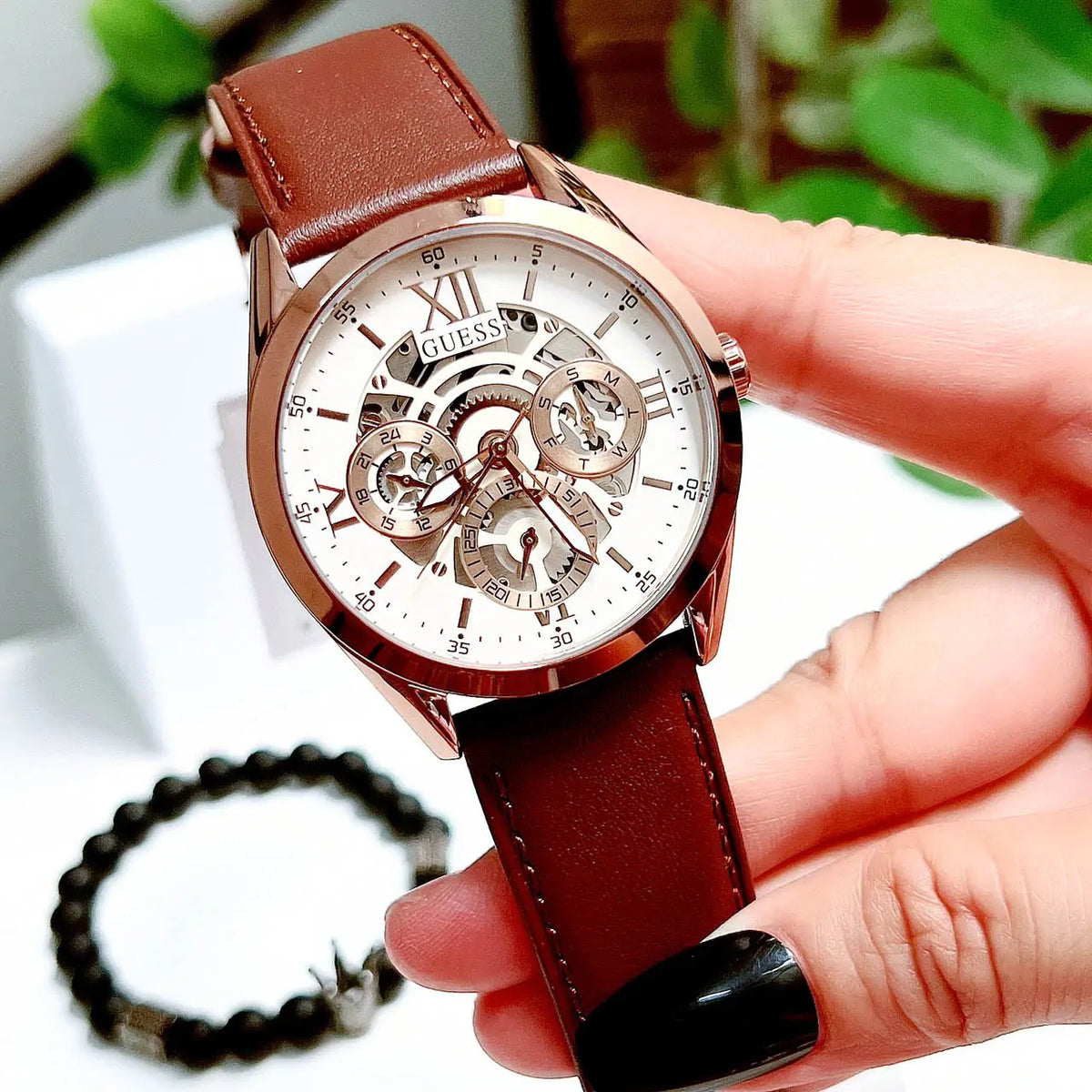  Shop Authentic Guess Multi-Function Chronograph White Dial Brown Leather Strap Watch For Men - GW0389G8 - Luxxuri