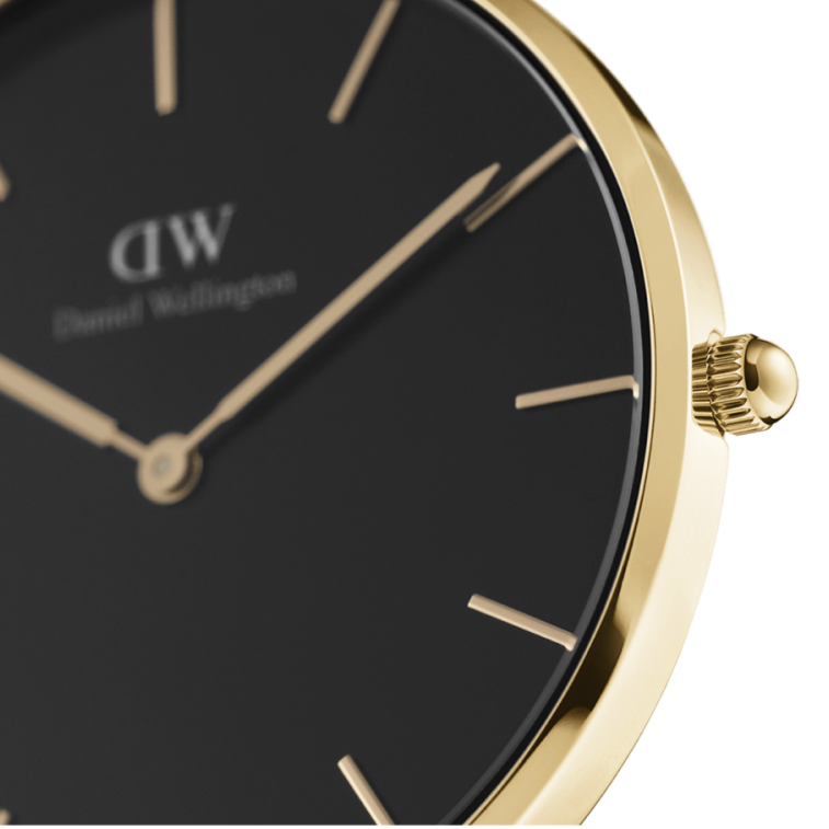 Daniel Wellington Petite Evergold Black Dial Gold Mesh Strap Watch For Women - DW00100345