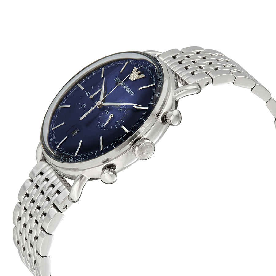  Shop Authentic Emporio Armani Aviator Chronograph Blue Dial Silver Steel Strap Watch For Men - AR11238 - Luxxuri