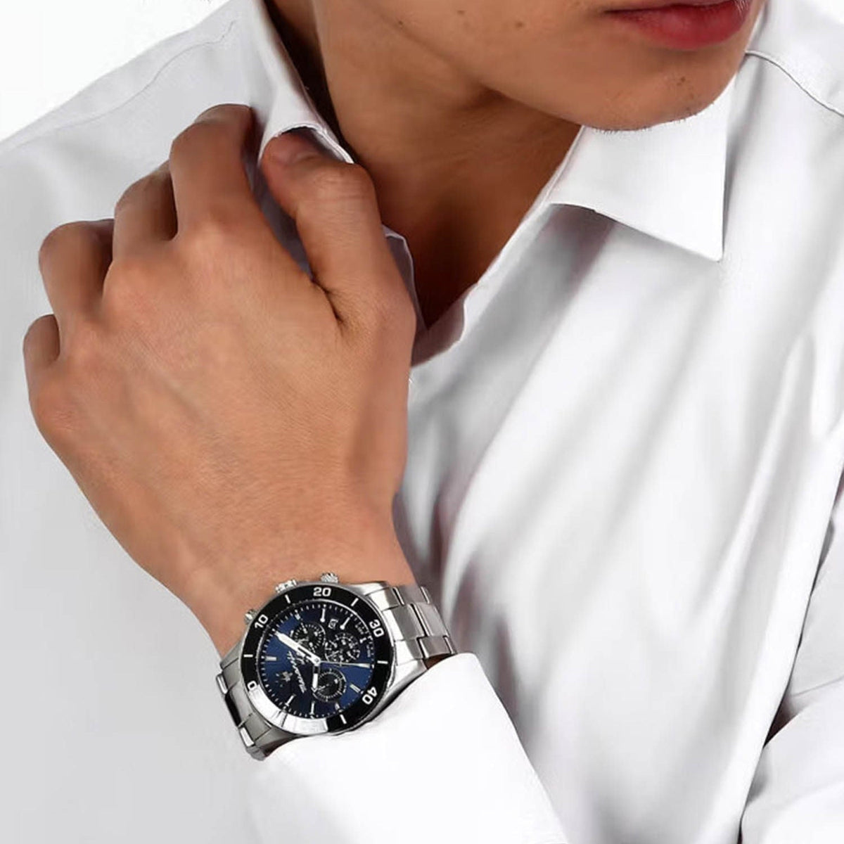  Shop Authentic Maserati Competizione Chronograph Blue Dial Silver Steel Strap Watch For Men - R8873600009 - Luxxuri