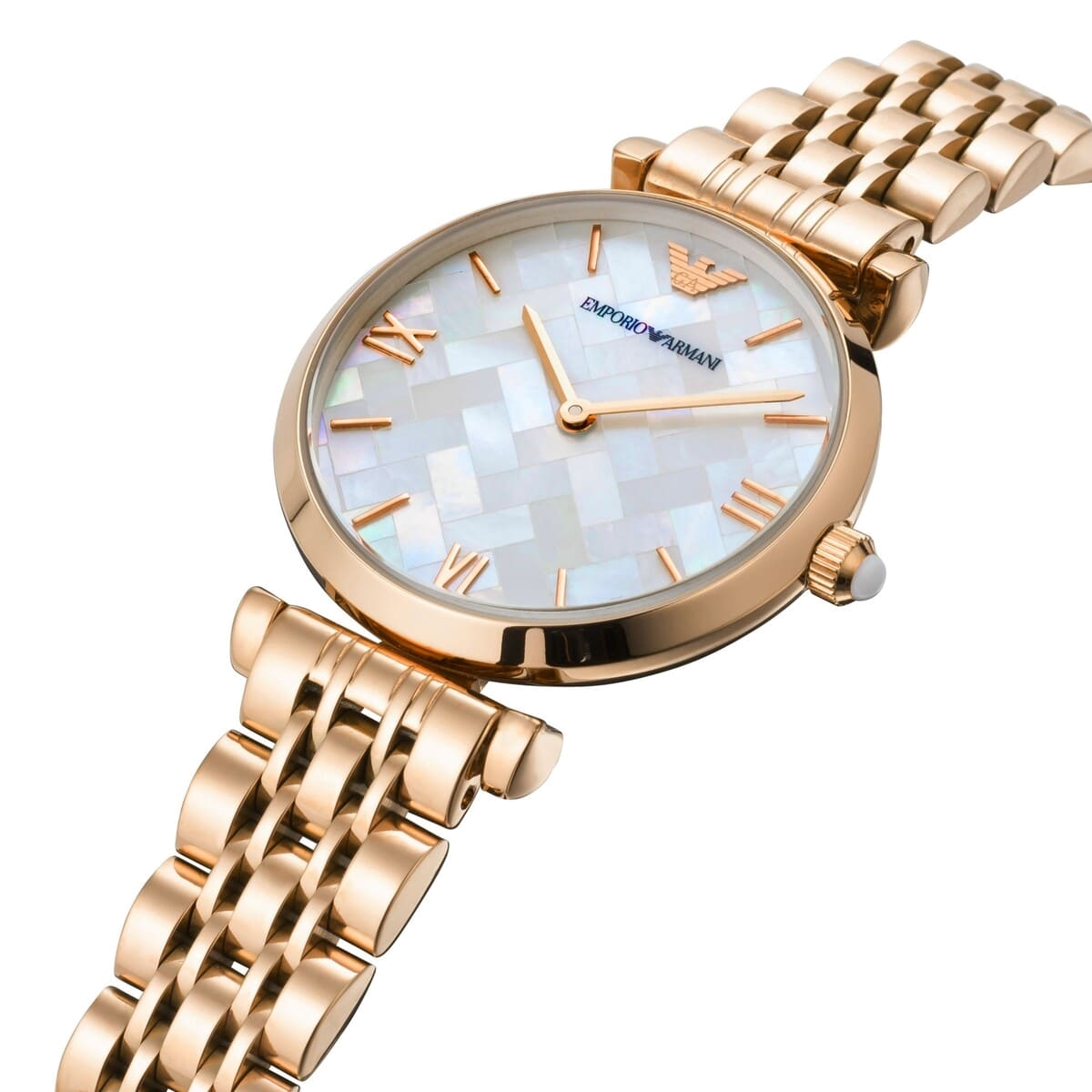  Shop Authentic Emporio Armani Mother of Pearl Dial Rose Gold Steel Strap Watch For Women - AR11110 - Luxxuri
