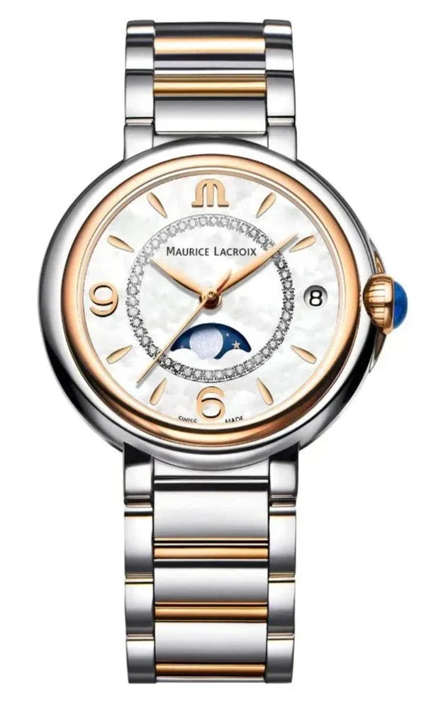  Shop Authentic Maurice Lacroix Fiaba Moonphase Mother of Pearl Dial Two Tone Steel Strap Watch for Women - FA1084-PVP13-150-1 - Luxxuri