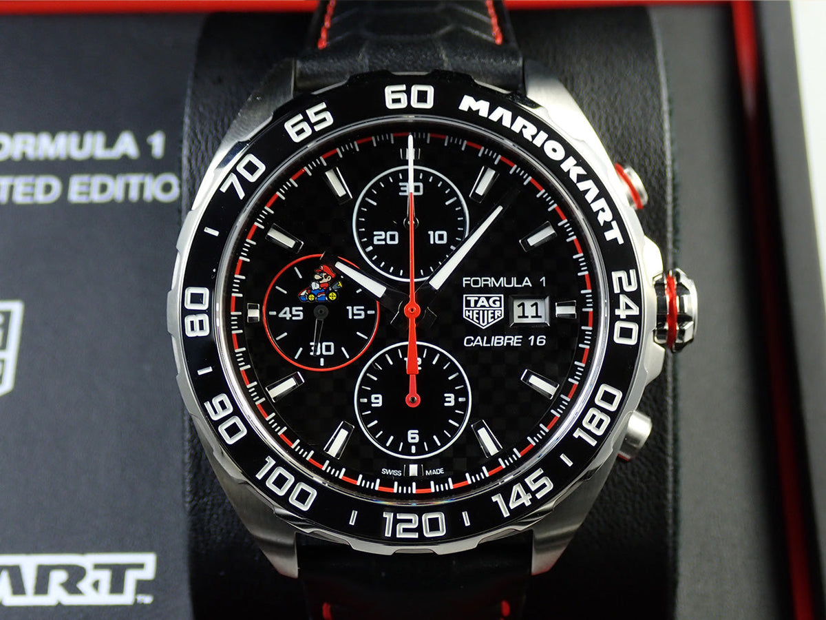  Shop Authentic Tag Heuer Formula 1 Mario Kart Chronograph Black Dial Black Leather Strap Watch for Men - CAZ201E.FC6517 - Luxxuri