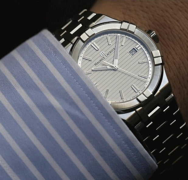  Shop Authentic Maurice Lacroix Aikon Date White Dial Silver Steel Strap Watch for Men - AI1008-SS002-131-1 - Luxxuri