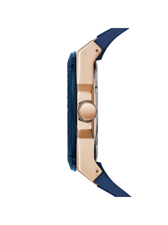 Guess Legacy Blue Dial Blue Silicone Strap Watch For Men - W1049G2