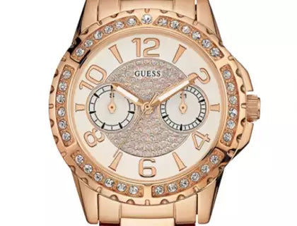  Shop Authentic Guess Sassy Quartz White Dial Rose Gold Steel Strap Watch For Women - W0705L3 - Luxxuri