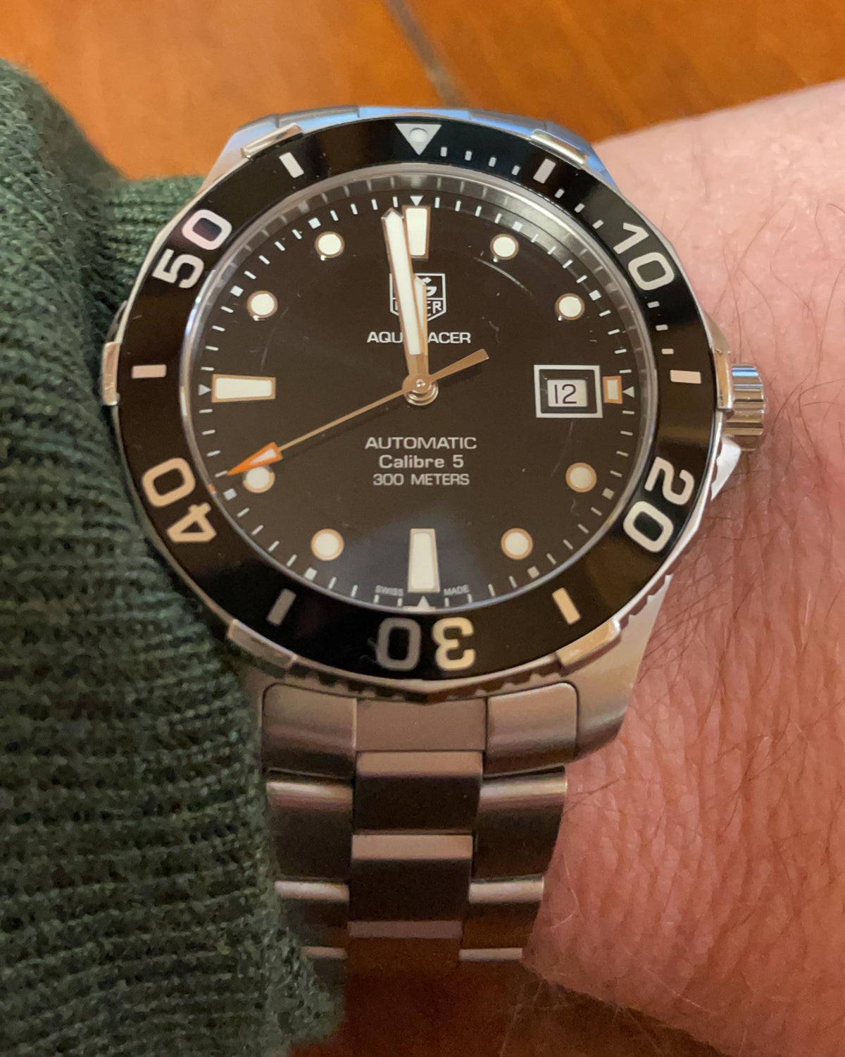  Shop Authentic Tag Heuer Aquaracer Automatic Caliber 5 Black Dial Silver Steel Strap Watch for Men - WAN2110.BA0822 - Luxxuri