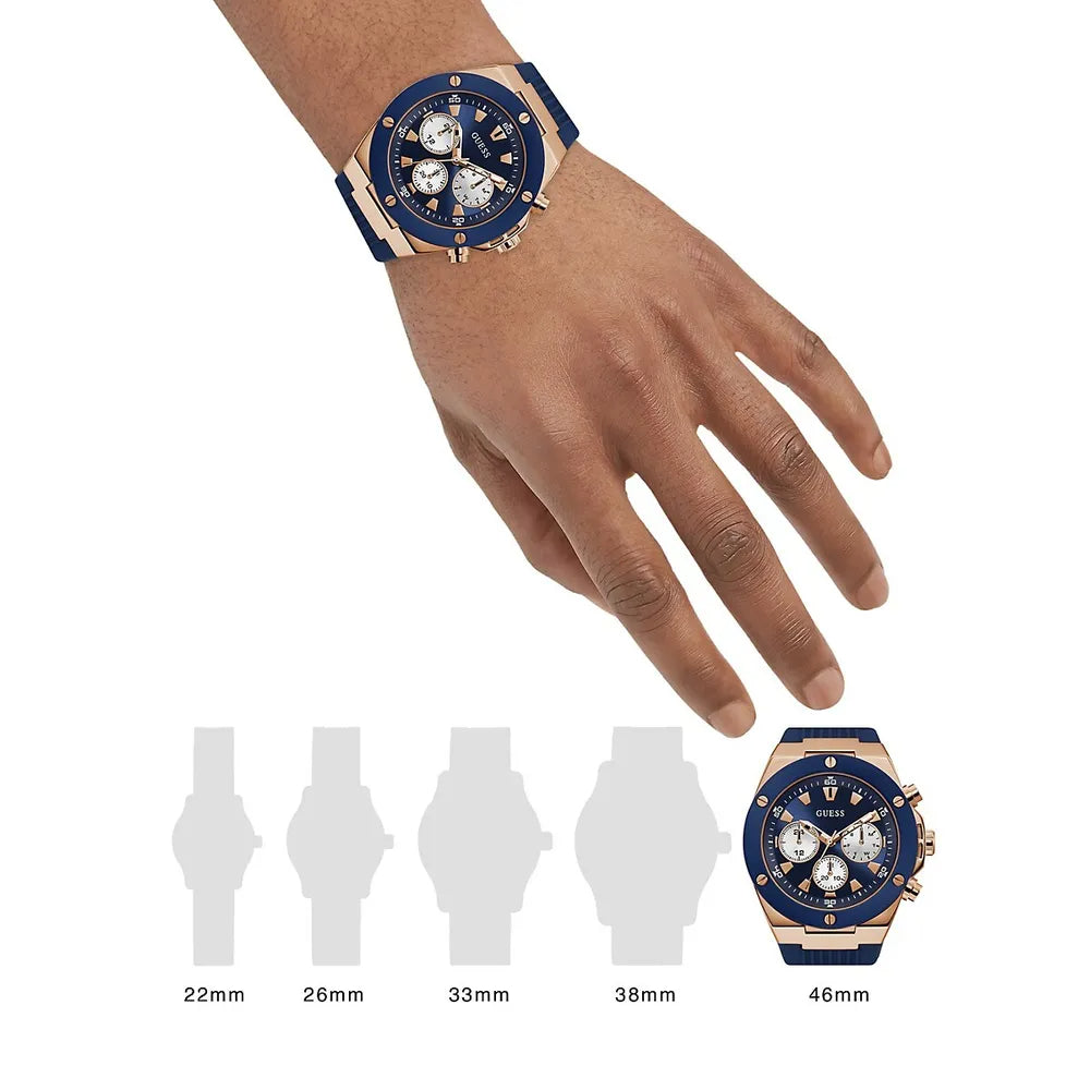 Guess Poseidon Blue Dial Blue Rubber Strap Watch for Men - GW0057G2
