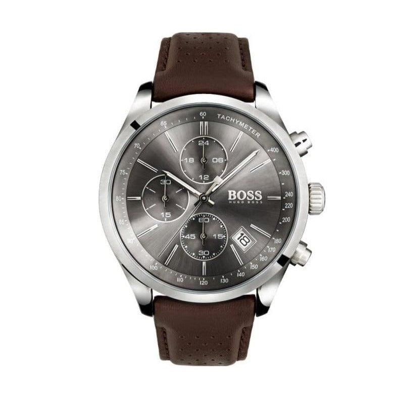  Shop Authentic Hugo Boss Grand Prix Grey Dial Brown Leather Strap Watch for Men -  1513476 - Luxxuri