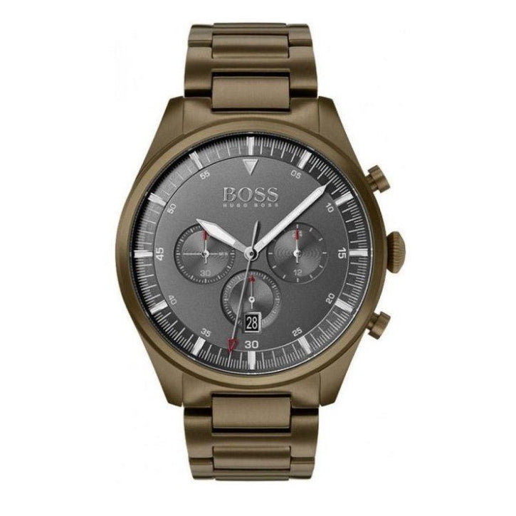  Shop Authentic Hugo Boss Pioneer Quartz Gray Dial Brown Steel Strap Watch for Men - 1513715 - Luxxuri