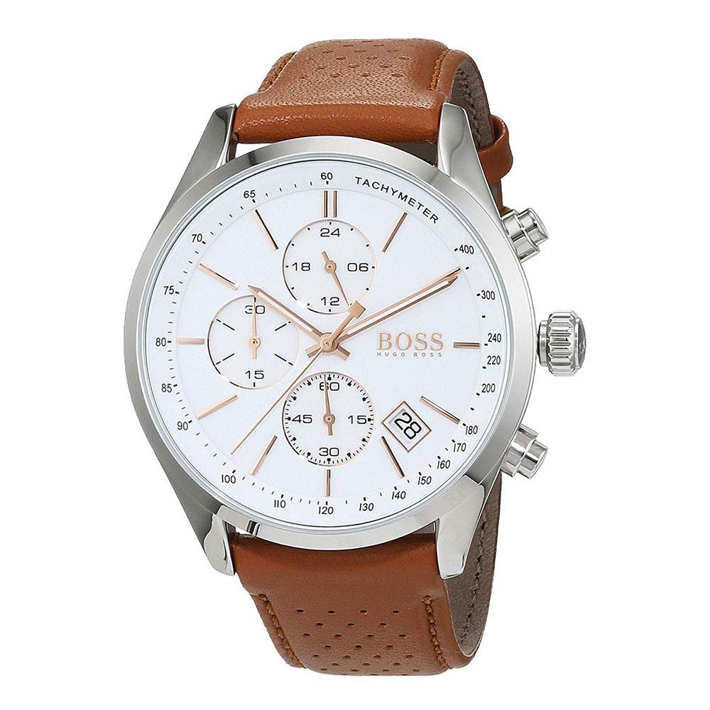  Shop Authentic Hugo Boss Grand Prix White Dial Brown Leather Strap Watch for Men - 1513475 - Luxxuri