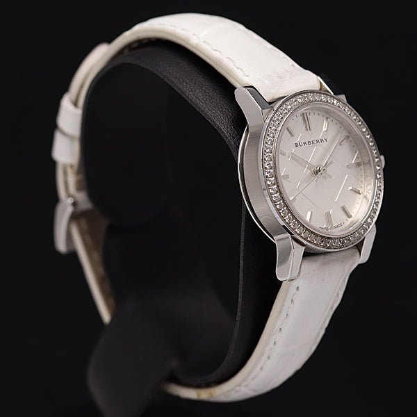  Shop Authentic Burberry The City White Diamonds Dial White Leather Strap Watch for Women - BU9221 - Luxxuri