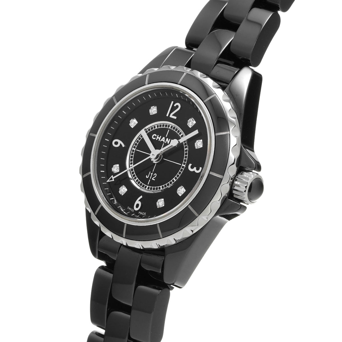  Shop Authentic Chanel J12 Diamonds Black Dial Black Steel Strap Watch for Women - J12 H2569 - Luxxuri