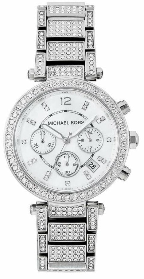  Shop Authentic Michael Kors Parker Mother of Pearl Dial Diamonds Silver Steel Strap Watch for Women - MK5572 - Luxxuri