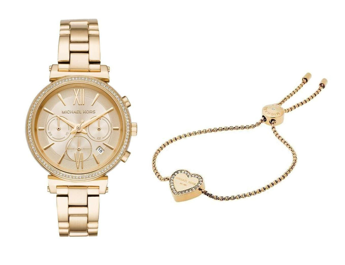 Michael Kors Sofie Chronograph Quartz Gold Dial Gold Steel Strap Watch For Women - MK6559