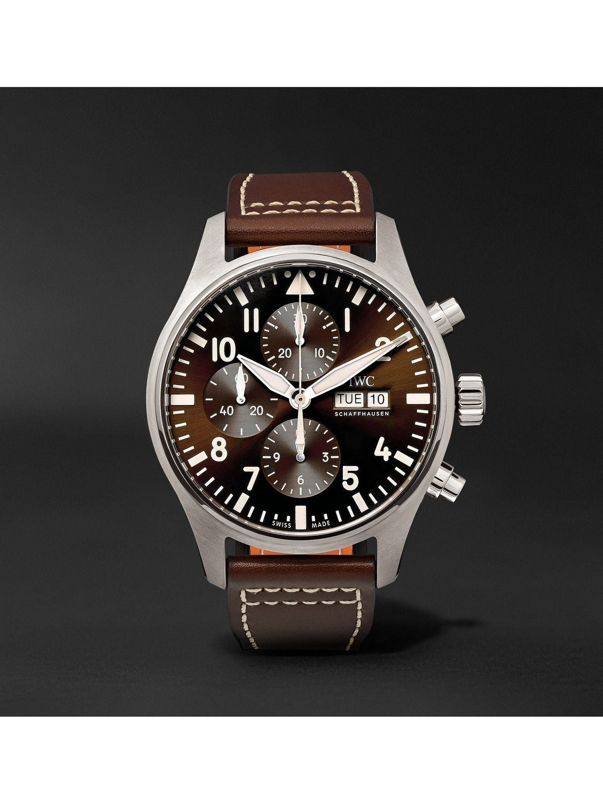  Shop Authentic IWC Pilot's Watch Chronograph Edition Brown Dial Brown Leather Strap Watch for Men - IW377713 - Luxxuri