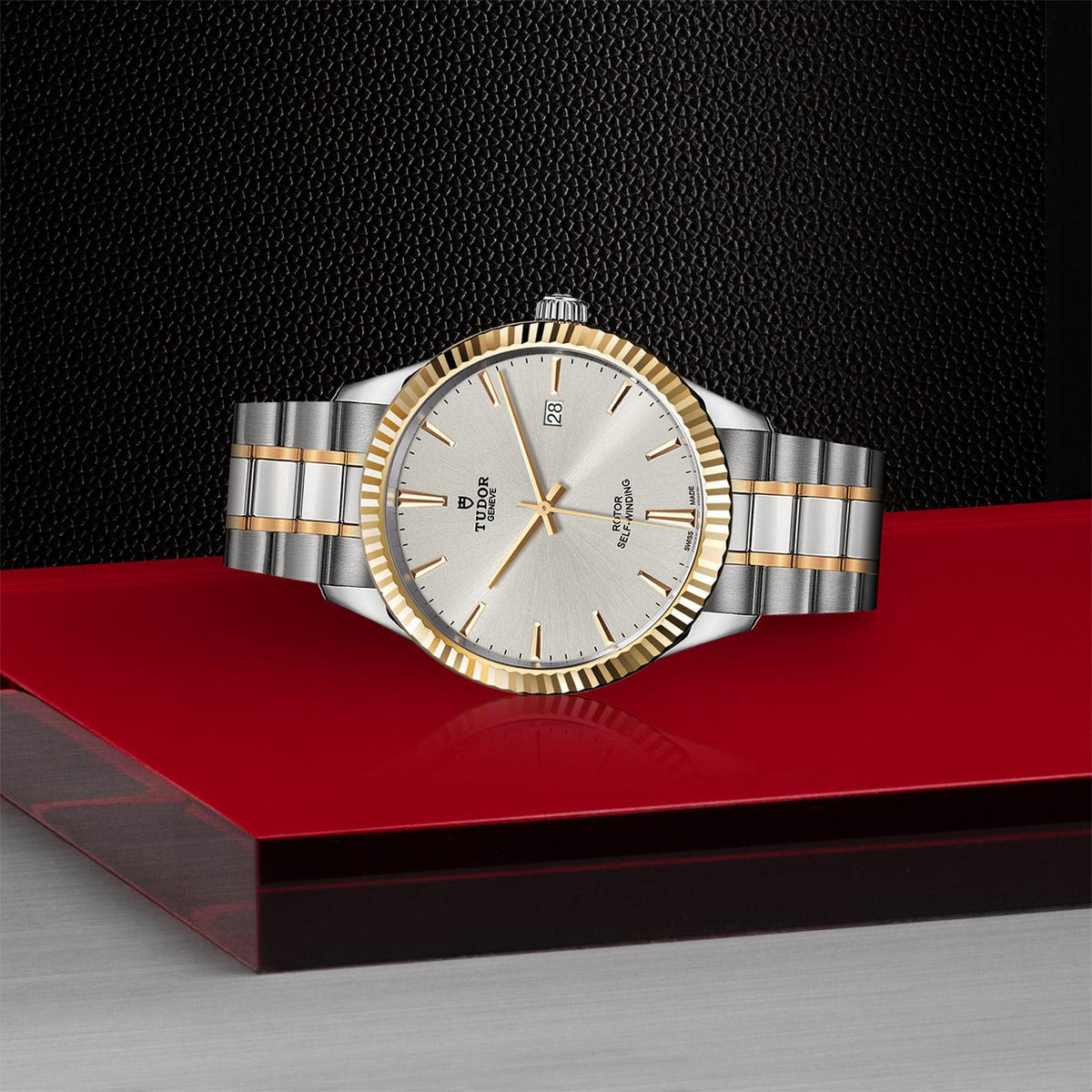Tudor Style Automatic Silver Dial Two Tone Steel Strap Watch for Men - M12713-0003
