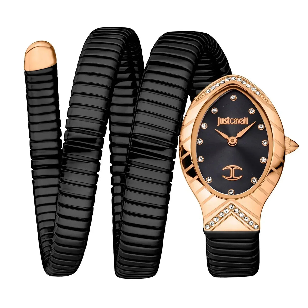 Just Cavalli Classico Lungo Black Dial Black Steel Strap Watch for Women - JC1L248M0085