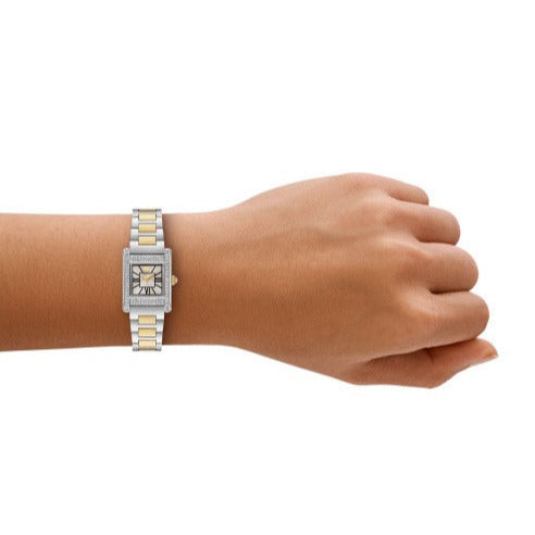  Shop Authentic Emporio Armani Genni Crystals Silver Dial Two Tone Steel Strap Watch for Women - AR11704 - Luxxuri