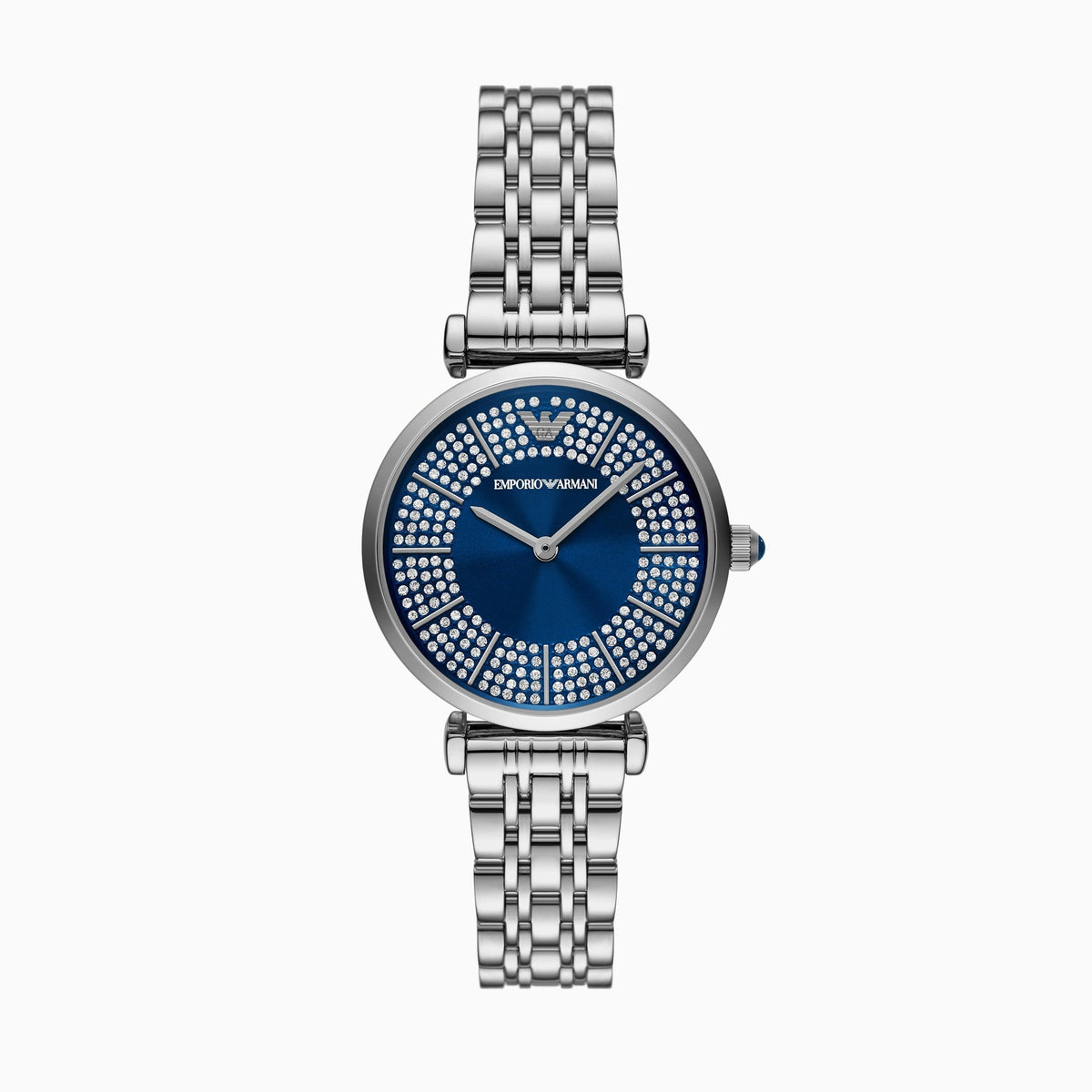Emporio Armani Gianni T-Bar Blue Dial Silver Steel Strap Watch for Women - AR11627